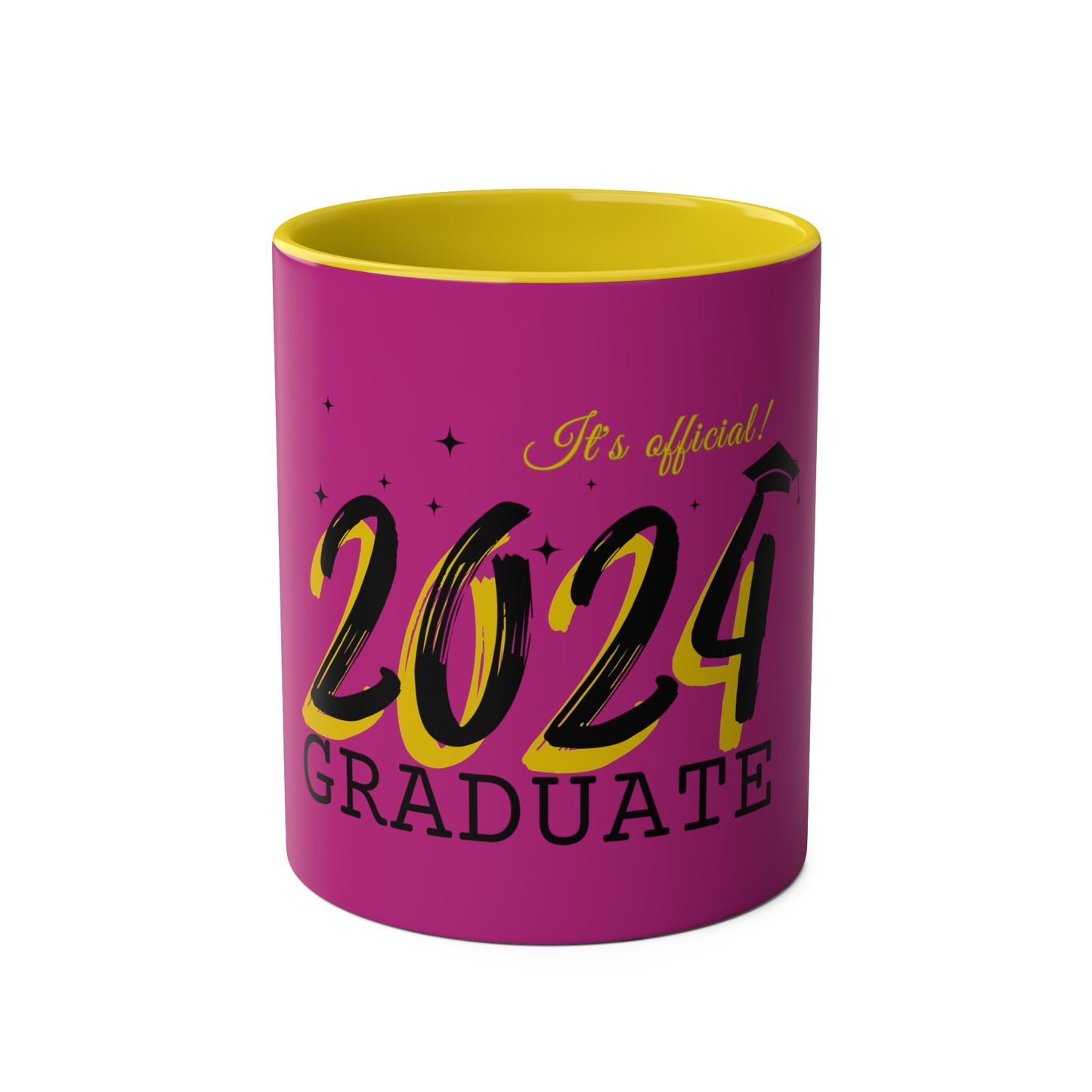 Pink Graduate 2024 Two-Tone Coffee Mugs, 11oz