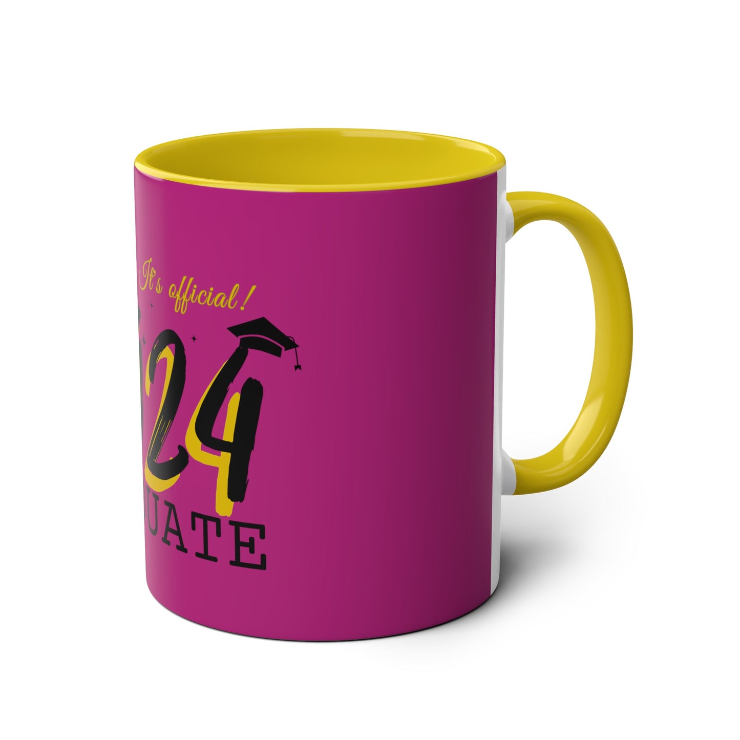 Pink Graduate 2024 Two-Tone Coffee Mugs, 11oz