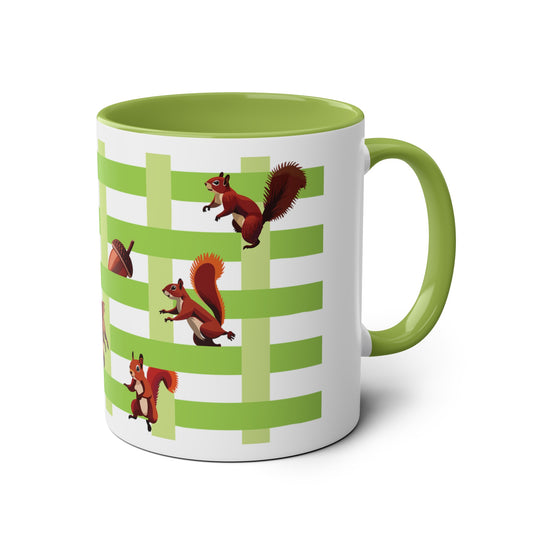 Playing Squirrels Two-Tone Coffee Mugs, 11oz