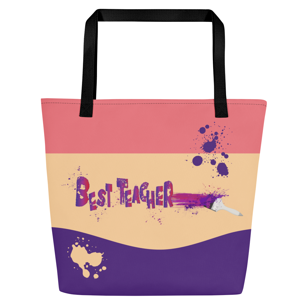 Best Teacher Paintbrush All-Over Print Large Tote Bag